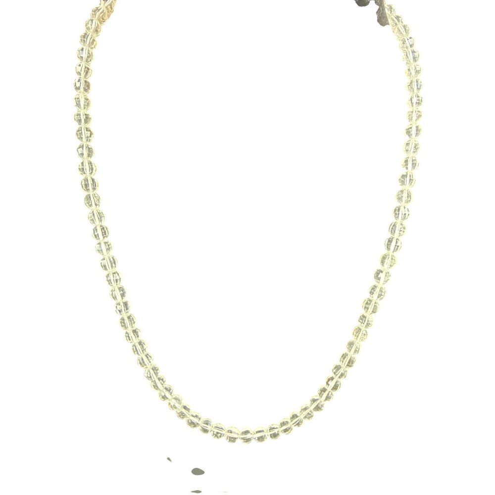 Vintage Clear Beaded Necklace w Gold-Tone Clasp Costume Jewelry 24 Inches Long